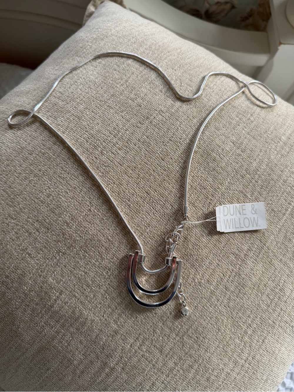 Dune & Willow Silver Double Horseshoe Pendant Necklace